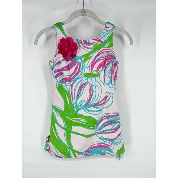 Lilly Pulitzer Other - Lilly Pulitzer Girls Floral Pink White Green Sleeveless Party Dress Size 8 EUC